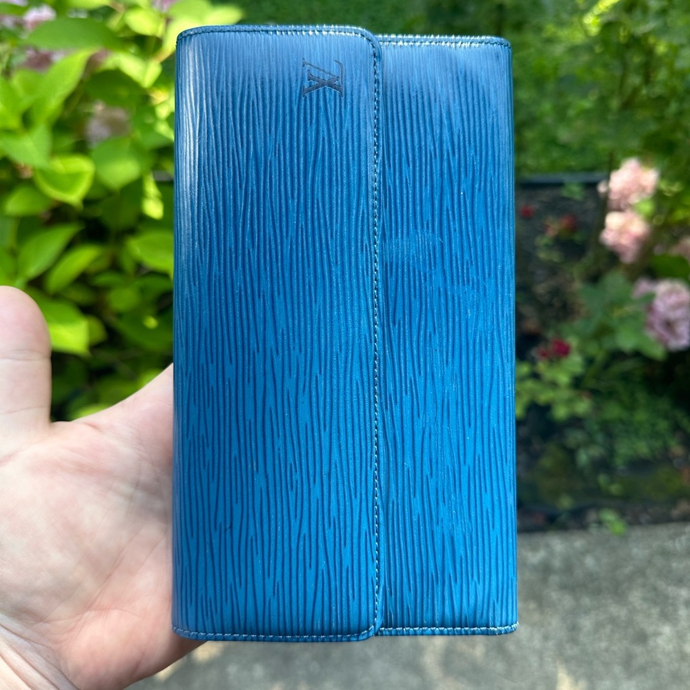 LV Blue Epi Wallet with dust bag